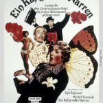 Filmplakat für ‚Ein Käfig voller Narren 3‘ mit bunten Schmetterlingen und Figuren in auffälliger Kleidung. Text enthält Filmtitel, Schauspielernamen und Hinweis auf Film-Club-Vorführung am 5. April 2026 um 15:00 Uhr, Einlass 14:30, Ort: Greifenhagener Str. 28, Berlin.