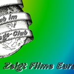 Illustration mit Weltkugel, umwickelt von einem Filmstreifen mit dem Text ‚Der Filmclub im Sonntags-Club – Zeigt Filme Eurer Wahl‘ auf buntem Hintergrund.